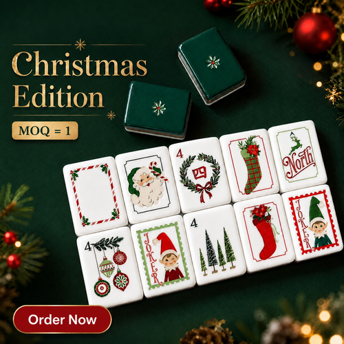 Luxury Modern Retro Santa Christmas American Mahjong Set 160Pcs