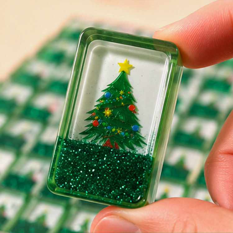 Luxury Glitter Shining Mahjong Set with Flowing Sand Design Green 160 Tiles