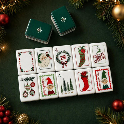 Luxury Modern Retro Santa Christmas American Mahjong Set 160Pcs