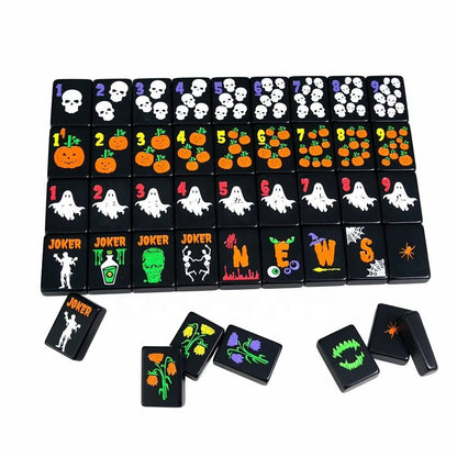 Luxury Halloween Themed Mahjong Set with Ghost Pattern