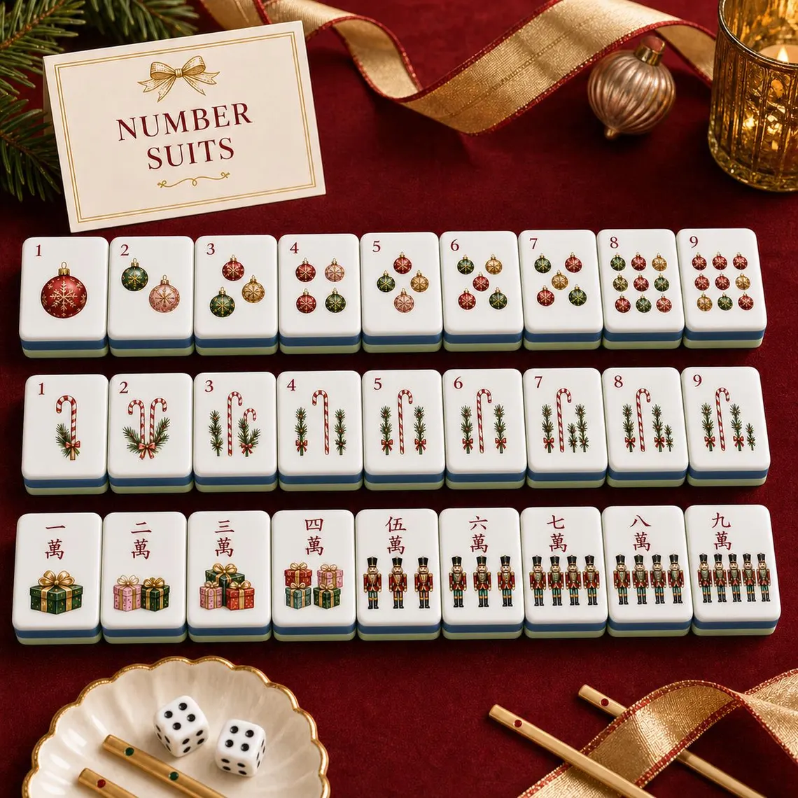 Luxury Nutcracker Christmas American Mahjong Set 160Pcs