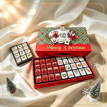 Luxury Christmas American Mahjong Set with Flowing Sand Design Red 160 Tiles