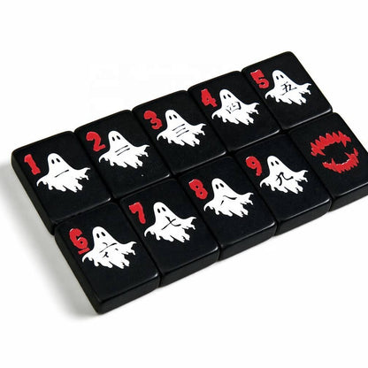 Luxury Halloween Themed Mahjong Set with Ghost Pattern