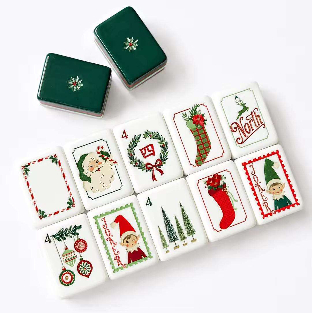 Luxury Retro Santa Christmas American Mahjong Set