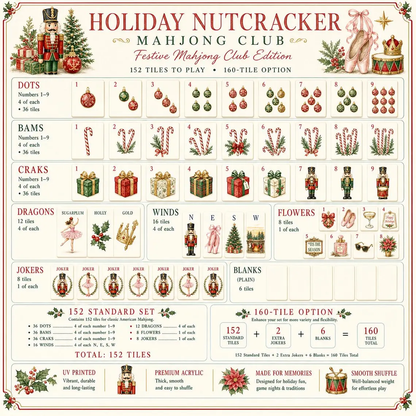 Luxury Nutcracker Christmas American Mahjong Set 160Pcs