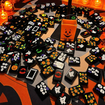 Luxury Halloween Themed Mahjong Set with Ghost Pattern