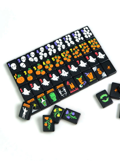Luxury Halloween Themed Mahjong Set with Ghost Pattern