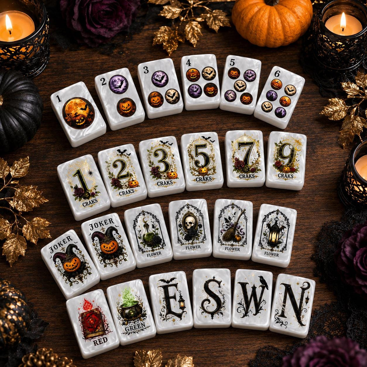 Luxury Halloween Witchy Mahjong Tiles