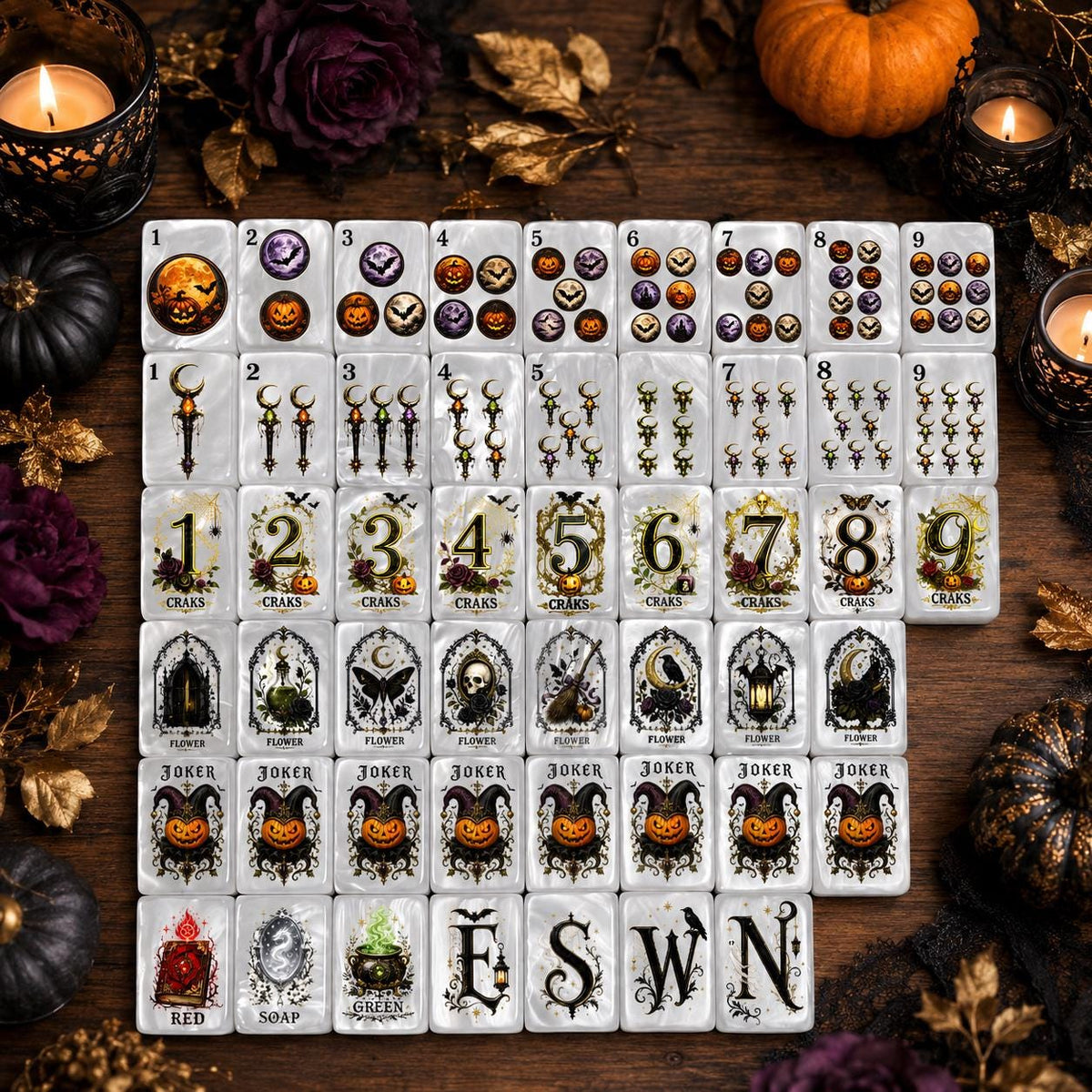Luxury Halloween Witchy Mahjong Tiles